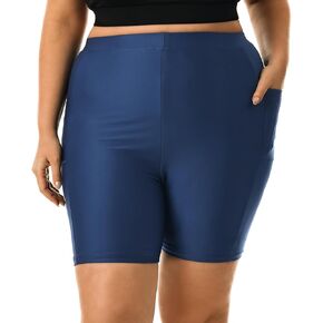 HODOSPORTS Plus Size Women's Swim Shorts with Pockets UPF50+ High Waisted Board Shorts Tummy Control Swimsuit Bottoms 1X-6X
