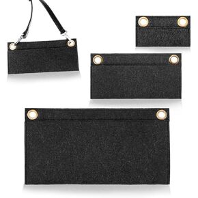 Prasacco 3 Pcs Purse Insert Organizer Purse Dividers For Inside Purse Wallet Insert Organizer Pouch Felt Purse Organizer Insert for Handbags Crossbody, Black