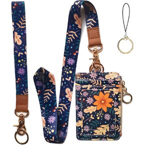 bolimoss Sun and Moon Lanyard Wallet, Boho Lanyard with Wallet,ID Badge Holder with Neck & Wristlet Lanyard, Pu Leather Zip Id Case Wallet with Breakaway Lanyard, Keychain Wallet for Women