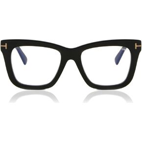 Tom Ford Eyeglasses FT 5881 -B 001 Shiny Black, t Logo, Eco/Blue Block Lense