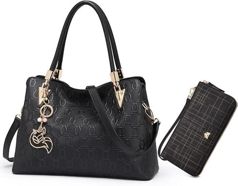 طقم حقيبة يد جلدية ومحفظة مكونة من قطعتين، وحقائب كتف للسيدات مع حقيبة يد نسائية in Kuwait