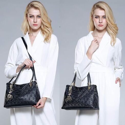 طقم حقيبة يد جلدية ومحفظة مكونة من قطعتين، وحقائب كتف للسيدات مع حقيبة يد نسائية in Kuwait