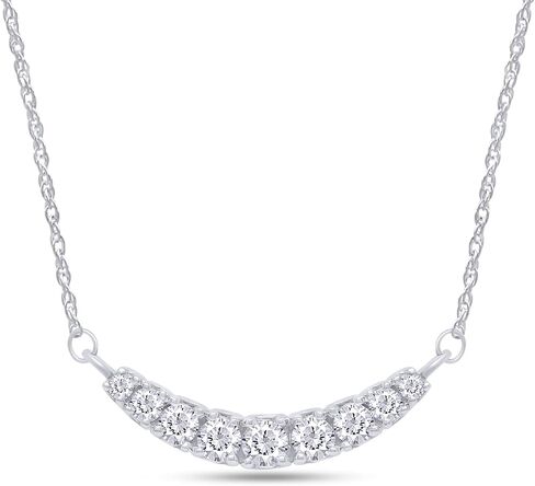 قلادة SAVEARTH DIAMONDS 1/2 قيراط مصنوعة من الألماس المويسانتي وتسعة أحجار متدرجة في مجوهرات من الفضة الإسترلينية عيار 14 قيراط مطلية بالذهب عيار 925 مع سلسلة 18 بوصة (لون G-H، 0.50 قيراط) in Saudi Arabia