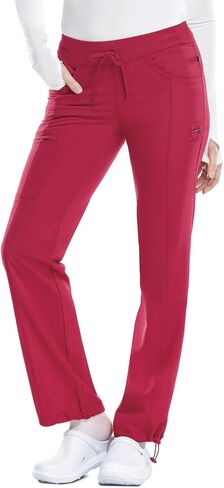 Cherokee Infinity Women Scrubs Set 2625A Mock Wrap Top & 1123A Straight Leg Drawstring Pant, Red- M Top/M Pant in Saudi Arabia