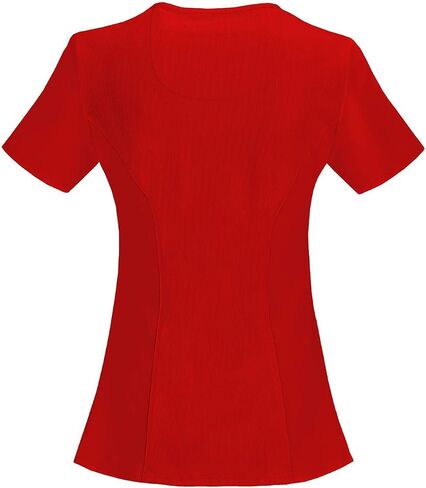Cherokee Infinity Women Scrubs Set 2625A Mock Wrap Top & 1123A Straight Leg Drawstring Pant, Red- M Top/M Pant in Saudi Arabia
