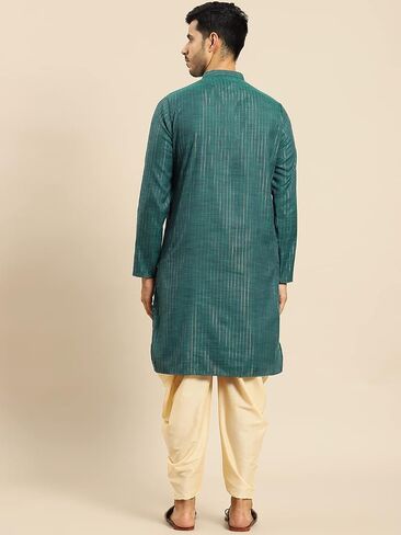 Amodh by Kisah Men's Cotton Blend Festive Wear Regular Fit Striped Kurta | Indian Wedding Wear Kurta | Festive Ethnic Kurta in Saudi Arabia