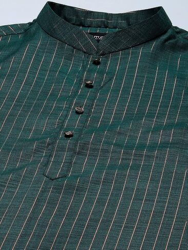 Amodh by Kisah Men's Cotton Blend Festive Wear Regular Fit Striped Kurta | Indian Wedding Wear Kurta | Festive Ethnic Kurta in Saudi Arabia