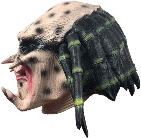 Bulex Predator Mask with Dreads Hair Scary Alien Full Head Headwear Halloween Cosplay Creepy Helmet Role Play Latex Props in Saudi Arabia