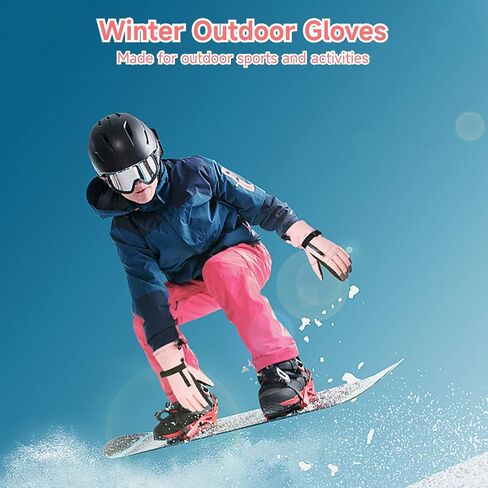 Women Ski Gloves, Full Finger Winter Gloves Freezer Warm Women Ski Gloves Anti-Slip Waterproof Lightweight Touch Screen Palm Protection Gloves Protective Cold Weather Gloves for Hiking Skiing in Saudi Arabia