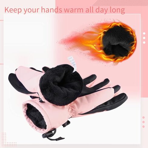 Women Ski Gloves, Full Finger Winter Gloves Freezer Warm Women Ski Gloves Anti-Slip Waterproof Lightweight Touch Screen Palm Protection Gloves Protective Cold Weather Gloves for Hiking Skiing in Saudi Arabia
