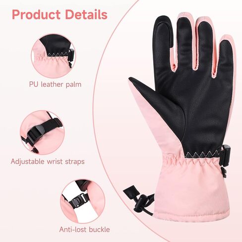 Women Ski Gloves, Full Finger Winter Gloves Freezer Warm Women Ski Gloves Anti-Slip Waterproof Lightweight Touch Screen Palm Protection Gloves Protective Cold Weather Gloves for Hiking Skiing in Saudi Arabia