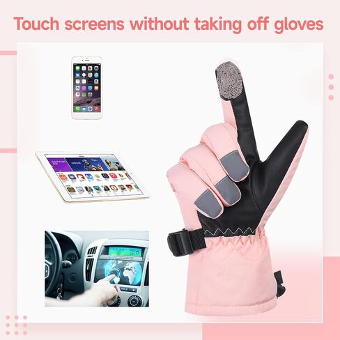 Women Ski Gloves, Full Finger Winter Gloves Freezer Warm Women Ski Gloves Anti-Slip Waterproof Lightweight Touch Screen Palm Protection Gloves Protective Cold Weather Gloves for Hiking Skiing in Saudi Arabia