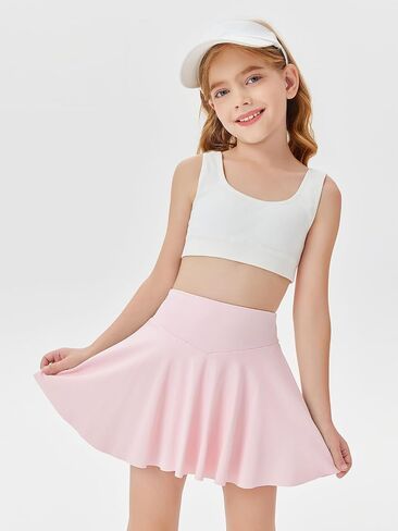 Haloumoning Girls' Pleated Mini Skorts Elastic Waist Athletic Lightweight Tennis Skirts with Shorts in Saudi Arabia