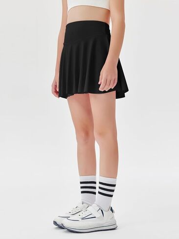 Haloumoning Girls' Pleated Mini Skorts Elastic Waist Athletic Lightweight Tennis Skirts with Shorts in Saudi Arabia