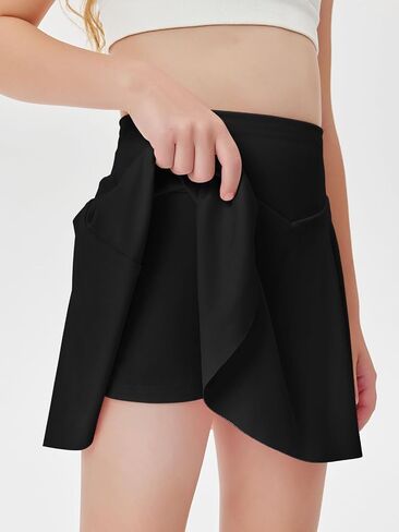 Haloumoning Girls' Pleated Mini Skorts Elastic Waist Athletic Lightweight Tennis Skirts with Shorts in Saudi Arabia
