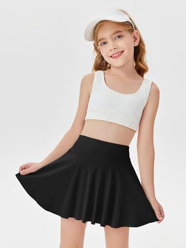 Haloumoning Girls' Pleated Mini Skorts Elastic Waist Athletic Lightweight Tennis Skirts with Shorts in Saudi Arabia