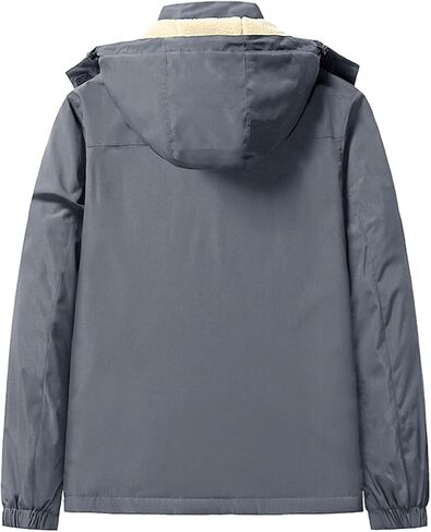 PEGENO Men's Winter Thick Hooded Jacket Fleece Lining Windproof Parka With Removable Hood Coat in Saudi Arabia