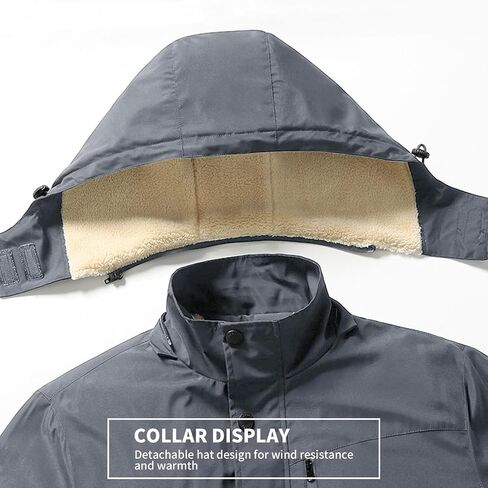 PEGENO Men's Winter Thick Hooded Jacket Fleece Lining Windproof Parka With Removable Hood Coat in Saudi Arabia
