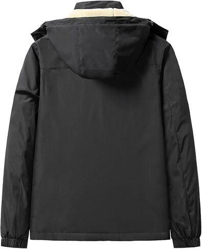 PEGENO Men's Winter Thick Hooded Jacket Fleece Lining Windproof Parka With Removable Hood Coat in Saudi Arabia