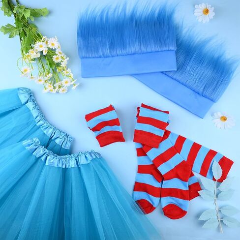 Matiniy 2 Set Kids World Book Day Thing Costume Accessories Include Hairy Headbands and Striped Knee Socks in Saudi Arabia