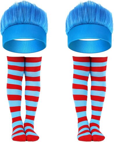 Matiniy 2 Set Kids World Book Day Thing Costume Accessories Include Hairy Headbands and Striped Knee Socks in Saudi Arabia