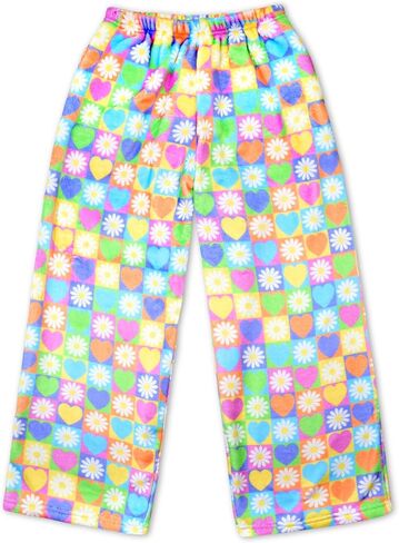 iscream Big Girls Silky Soft Pretty Print Plush Fleece Pants - Hearts & Flowers Collection in Saudi Arabia