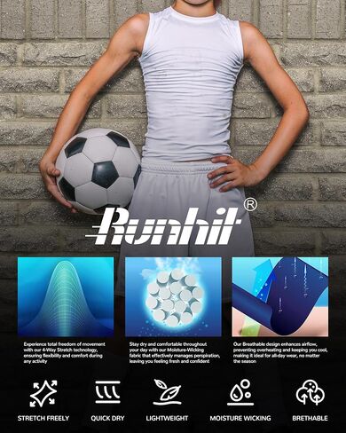 قميص Runhit Boys Compression Tank Top للشباب رياضي سريع الجفاف بطبقة أساسية in Kuwait