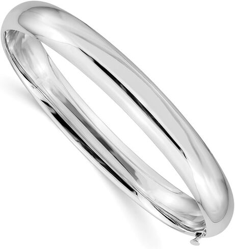 Diamond2Deal Solid 14k White Gold High Hinged Women Bangle Bracelet 8mm in Saudi Arabia