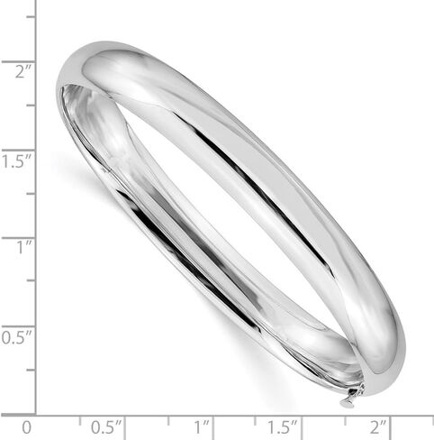 Diamond2Deal Solid 14k White Gold High Hinged Women Bangle Bracelet 8mm in Saudi Arabia