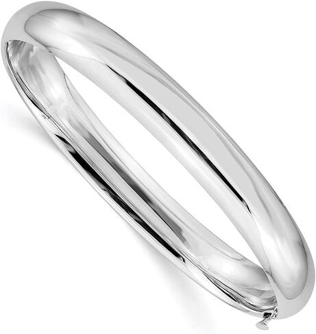 Diamond2Deal Solid 14k White Gold High Hinged Women Bangle Bracelet 8mm in Saudi Arabia