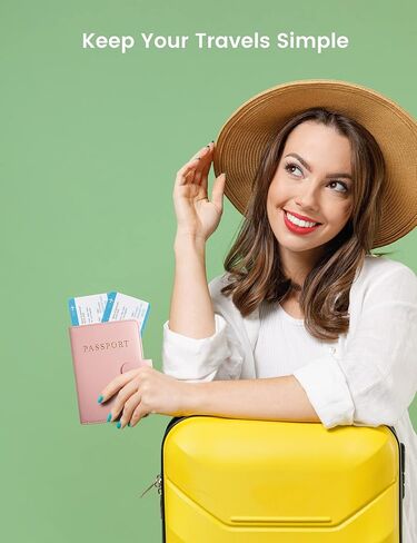 Mymazn جلد العجل حامل جواز السفر غطاء جواز السفر مع حامل بطاقة اللقاح جواز السفر محفظة السفر بطاقة جيب محفظة جواز السفر RFID جيوب بطاقة السفر (Vetro، الدنيم الأزرق) in Kuwait