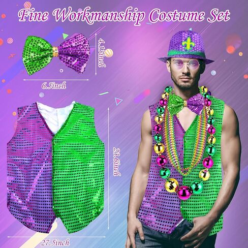 CAMDUCK Mardi Gras Costume, Mardi Gras Tutu Skirt Headband Leg Warmer Cover Feather Boa Shawl Scarf Bead Necklace Earrings in Kuwait