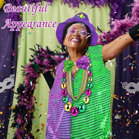 CAMDUCK Mardi Gras Costume, Mardi Gras Tutu Skirt Headband Leg Warmer Cover Feather Boa Shawl Scarf Bead Necklace Earrings in Kuwait