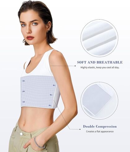 LEINIDINA Chest Binder for Transgender FTM Elastic Band Crew Neck Pullover Binder Bra Tank Top in Saudi Arabia