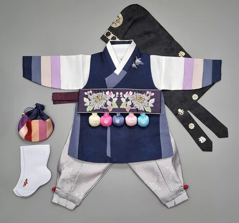 hanbok store Hanbok Boy Baby Korea Traditional Clothing Dol First Birthday Party 1 Age OSNA01, Navy, Medium in Saudi Arabia
