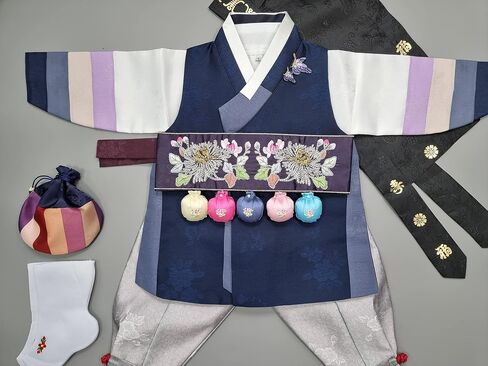 hanbok store Hanbok Boy Baby Korea Traditional Clothing Dol First Birthday Party 1 Age OSNA01, Navy, Medium in Saudi Arabia
