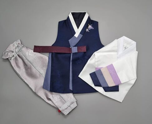 hanbok store Hanbok Boy Baby Korea Traditional Clothing Dol First Birthday Party 1 Age OSNA01, Navy, Medium in Saudi Arabia
