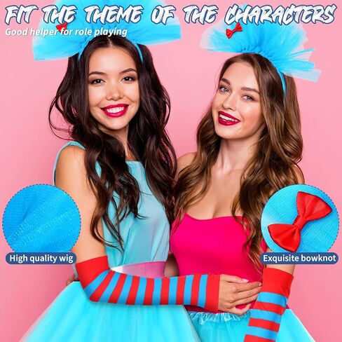 Therwen 8 Pcs Blue Tulle Tutu Costume Set Tutu Skirt Headband Leggings Long Arm Warmer Gloves for Halloween in Saudi Arabia
