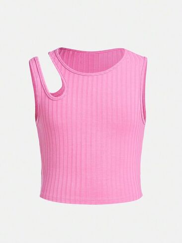 Milumia Girl's 3 Piece Ribbed Knit Crop Tops Set Solid Cut Out Summer Cami Tank Tops in Saudi Arabia