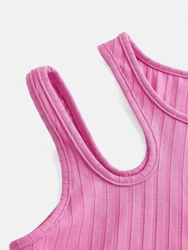 Milumia Girl's 3 Piece Ribbed Knit Crop Tops Set Solid Cut Out Summer Cami Tank Tops in Saudi Arabia