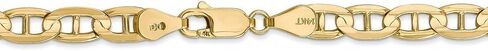 Solid 14k Yellow Gold 5.25mm Concave Anchor Mariner Chain Necklace - with Secure Lobster Lock Clasp - in Saudi Arabia
