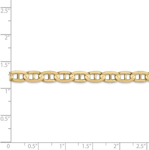 Solid 14k Yellow Gold 5.25mm Concave Anchor Mariner Chain Necklace - with Secure Lobster Lock Clasp - in Saudi Arabia