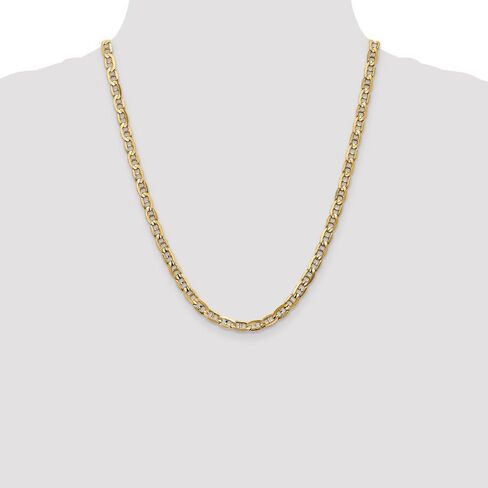 Solid 14k Yellow Gold 5.25mm Concave Anchor Mariner Chain Necklace - with Secure Lobster Lock Clasp - in Saudi Arabia