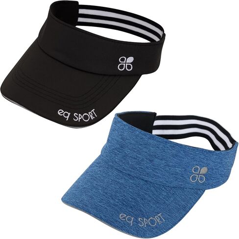 أقنعة EQ SPORT خفيفة الوزن للنساء والرجال، قبعة واقية من الشمس للجري والجولف والتنس والركض والشاطئ والمشي لمسافات طويلة أقنعة رياضية (1 أسود، 1 أزرق) in Kuwait