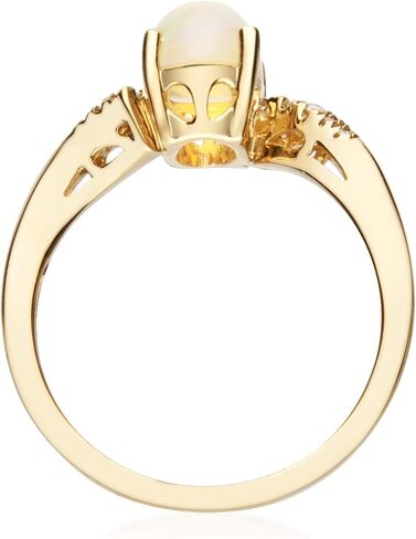 Gin & Grace 10K Yellow Gold Natural Ethiopian Opal Ring with Real Diamonds for women | Ethically, authentically & organically sourced (Oval) shaped opal hand-crafted jewelry for her | Opal Ring for women in Saudi Arabia