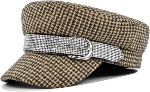 Women's Fashion Newsboy Cap Bling Rhinestone Cabbie Gatsby Cap Visor Beret Hat in Saudi Arabia