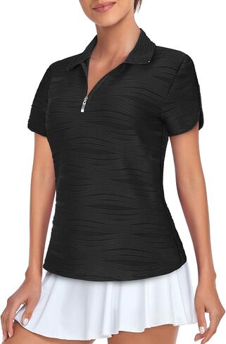 Misyula Womens Golf Shirt Short Sleeve Quarter Zip Polo Casual Workout Tops S-XXL in Saudi Arabia