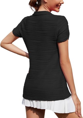 Misyula Womens Golf Shirt Short Sleeve Quarter Zip Polo Casual Workout Tops S-XXL in Saudi Arabia
