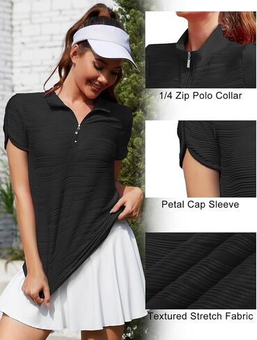Misyula Womens Golf Shirt Short Sleeve Quarter Zip Polo Casual Workout Tops S-XXL in Saudi Arabia