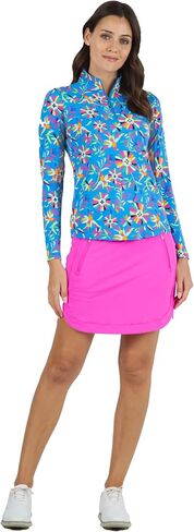 IBKUL Athleisure Wear Sun Protective UPF 50+ Icefil Cooling Tech Estela Print Long Sleeve Mock Neck Top – 10484 White Multi Estela S in Saudi Arabia